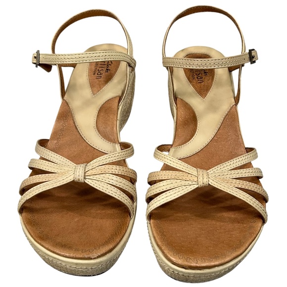Clarks Artisan Collection Espadrille Tan Strappy Rope Wedge Sandals Size 11 - Picture 5 of 13